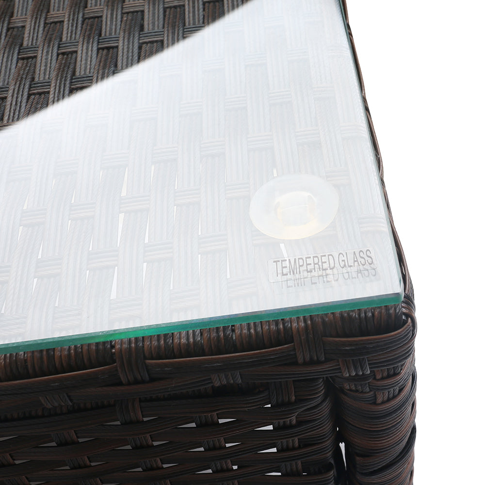 3 Piece Wicker Outdoor Furniture Set - Brown