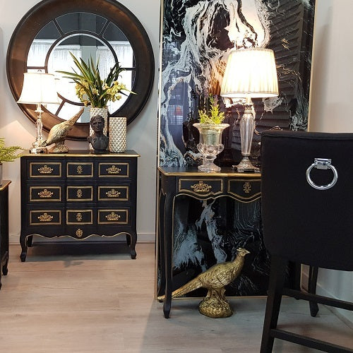 Ophelia Barstool Black with chrome ring