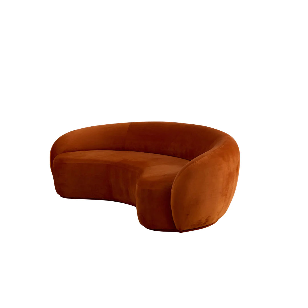 Curvo 3 Seater Velvet Sofa - Burnt Orange