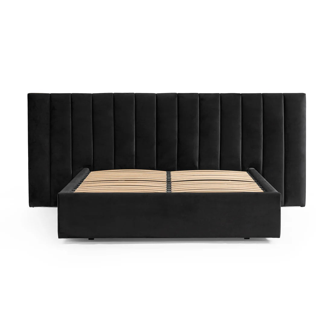 Vega Black Velvet King Bed Frame with Storage