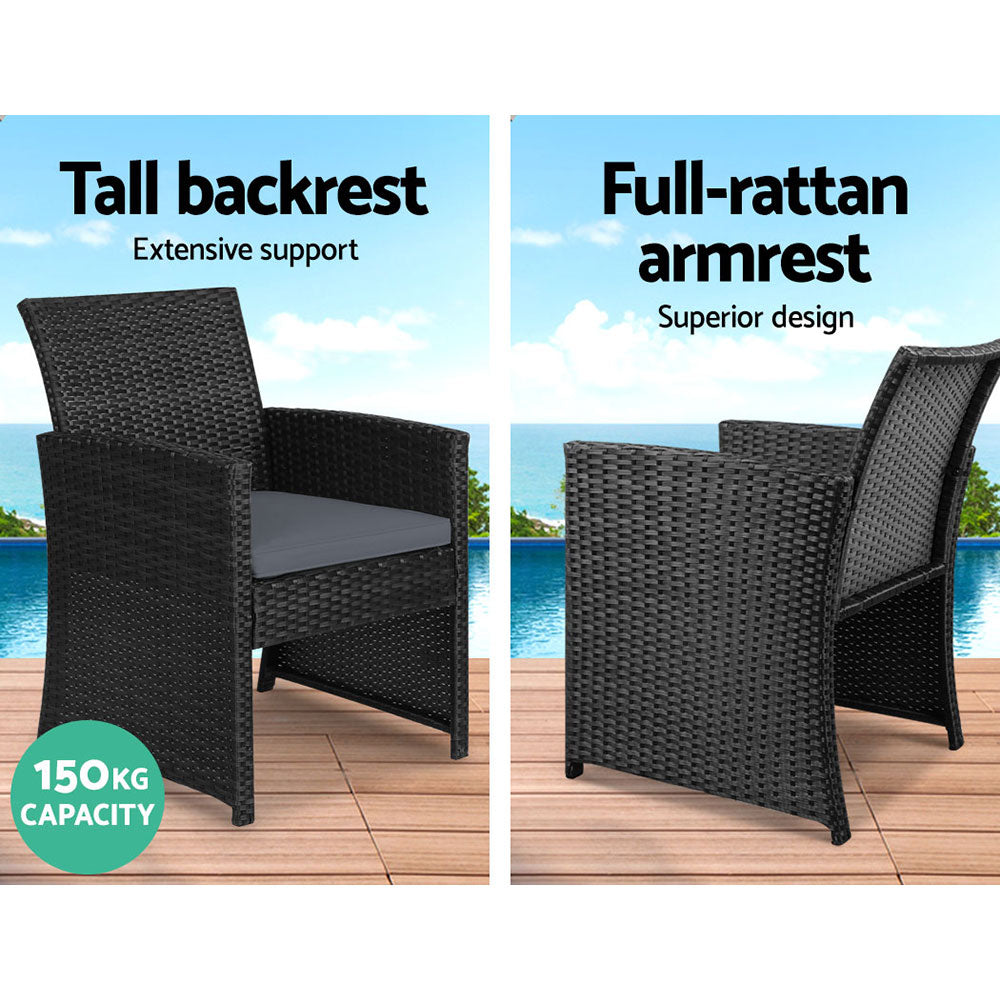4 Outdoor Lounge Setting Rattan Patio Wicker - Black