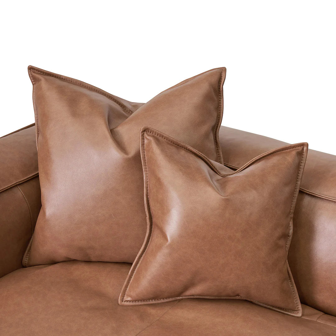 Carmel 4 Seater Sofa with Cushion and Pillow - Caramel Brown
