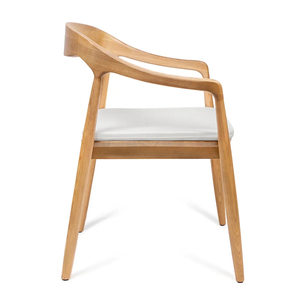 Astrid Ashwood Natural Dining Chair Set of 2 with White Linen