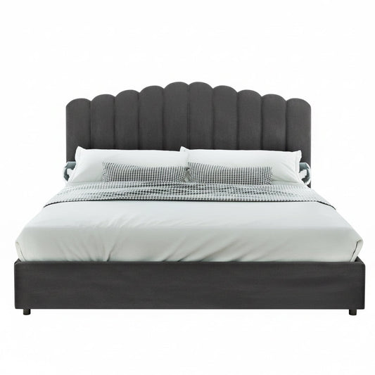 Fion Bed Frame Double Size Velvet - Grey