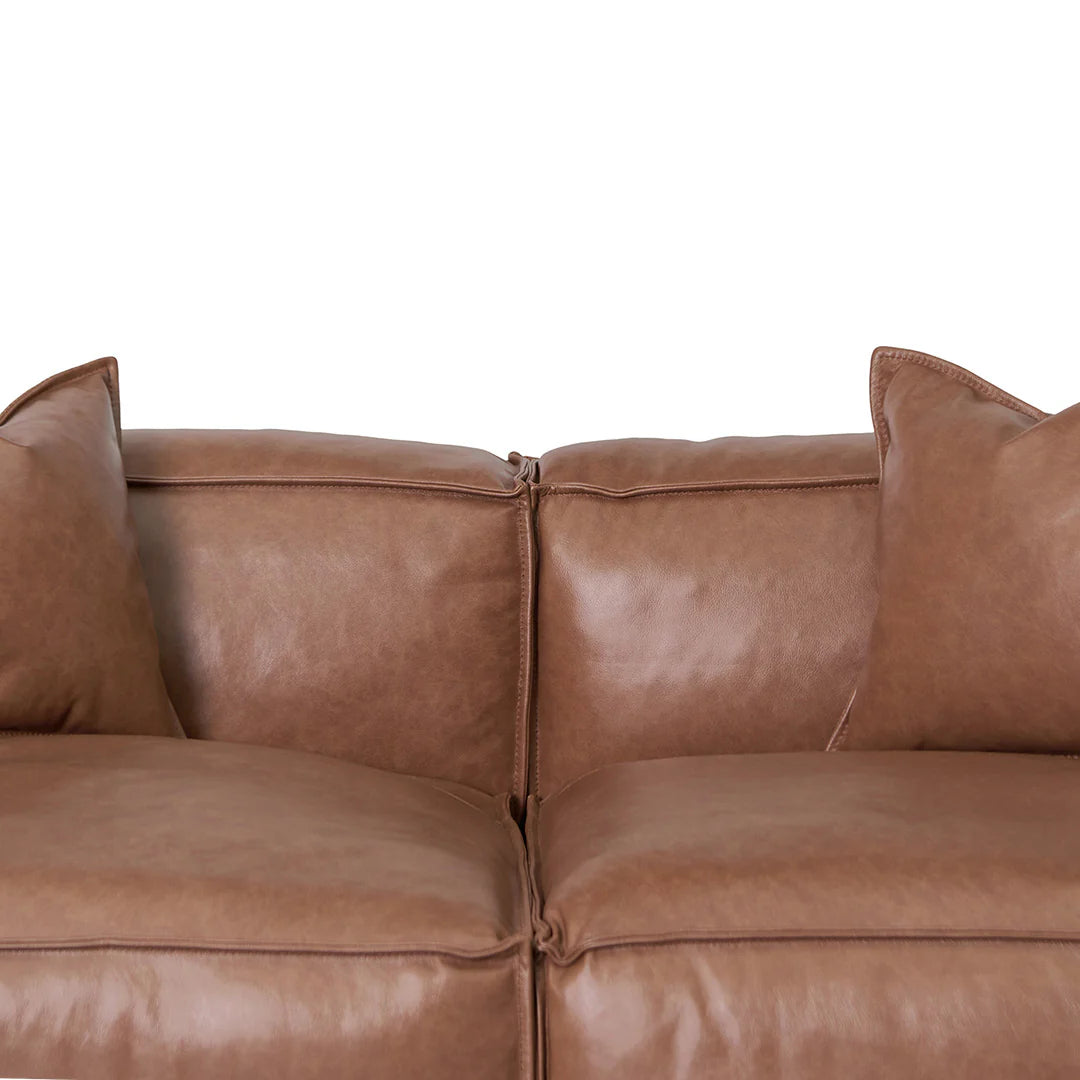 Carmel 4 Seater Sofa with Cushion and Pillow - Caramel Brown