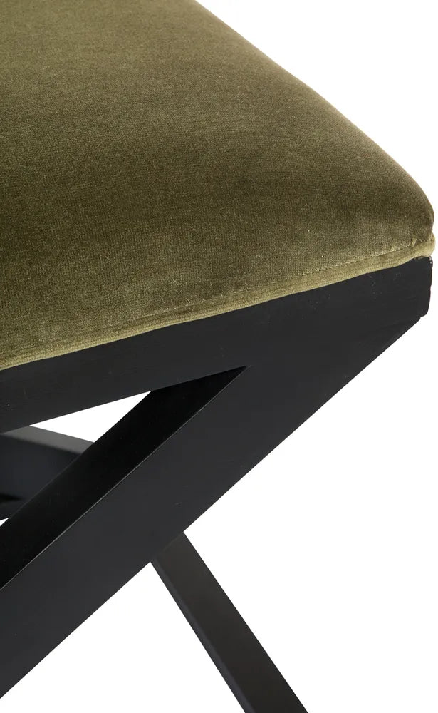 Spencer Black Timber Stool - Moss Velvett