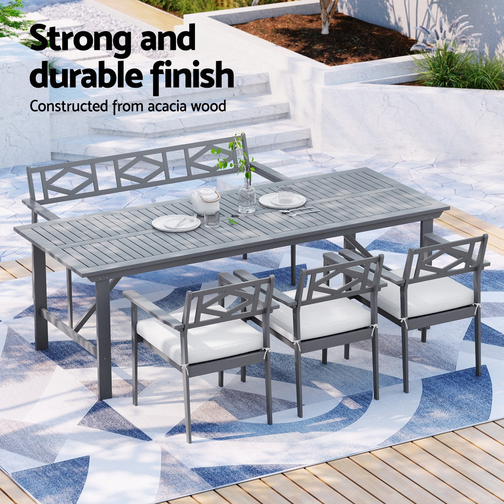 5pcs Outdoor Furniture Dining Set Chair Table Patio Acacia Wood 6 Seater