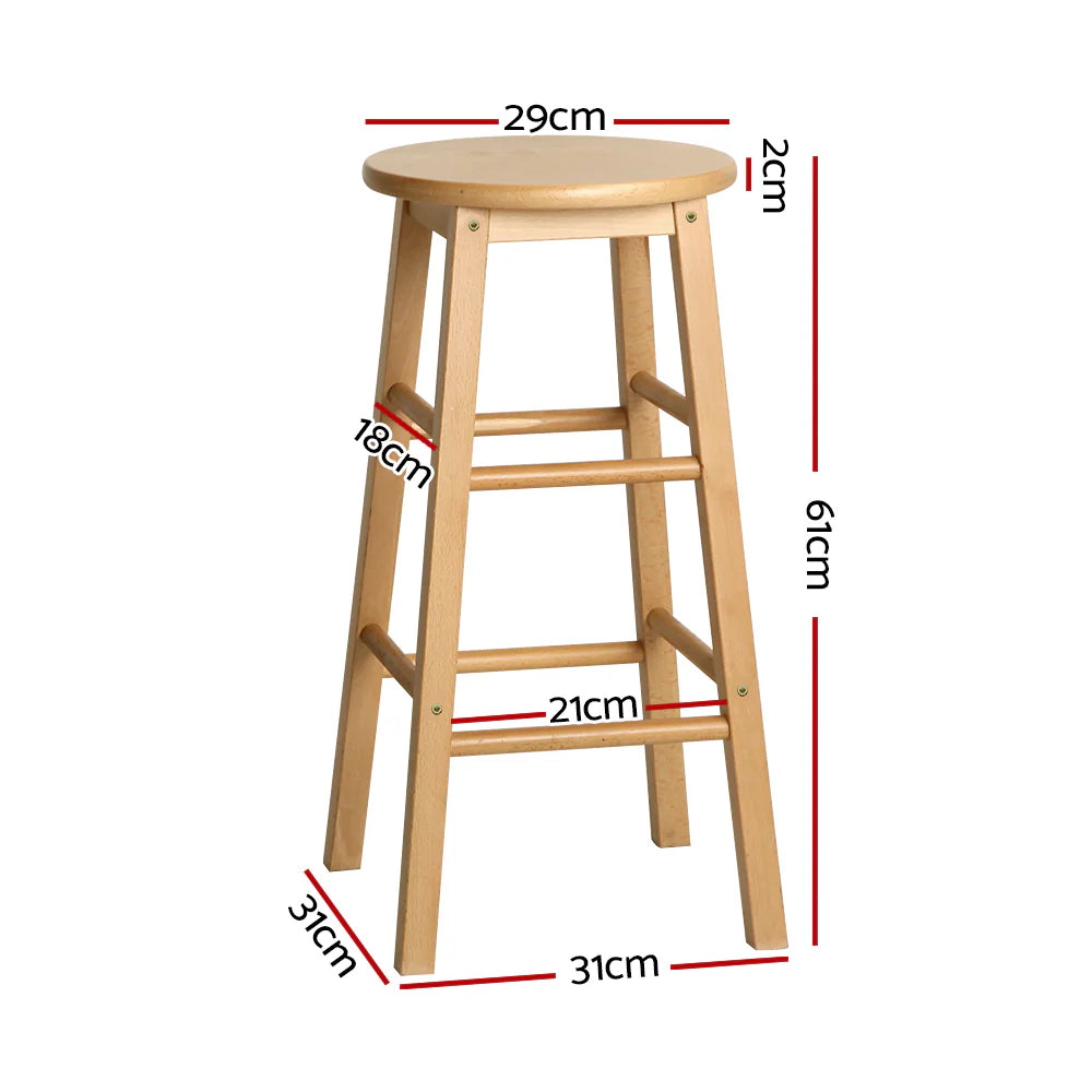 Set of 2 Elisha Wooden Bar Stools