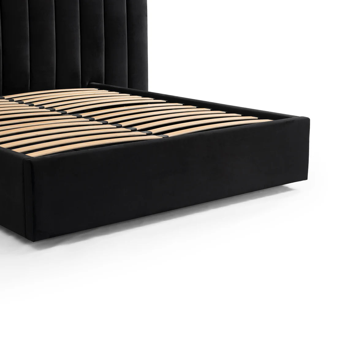 Vega Black Velvet King Bed Frame with Storage