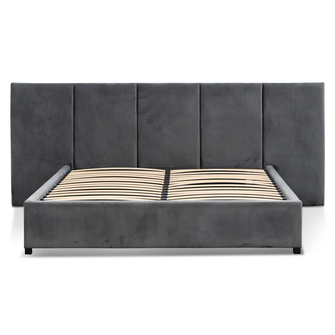 Vega Charcoal Velvet King Bed Frame with Storage