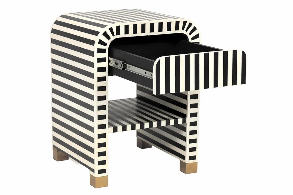 Black and white bedside table