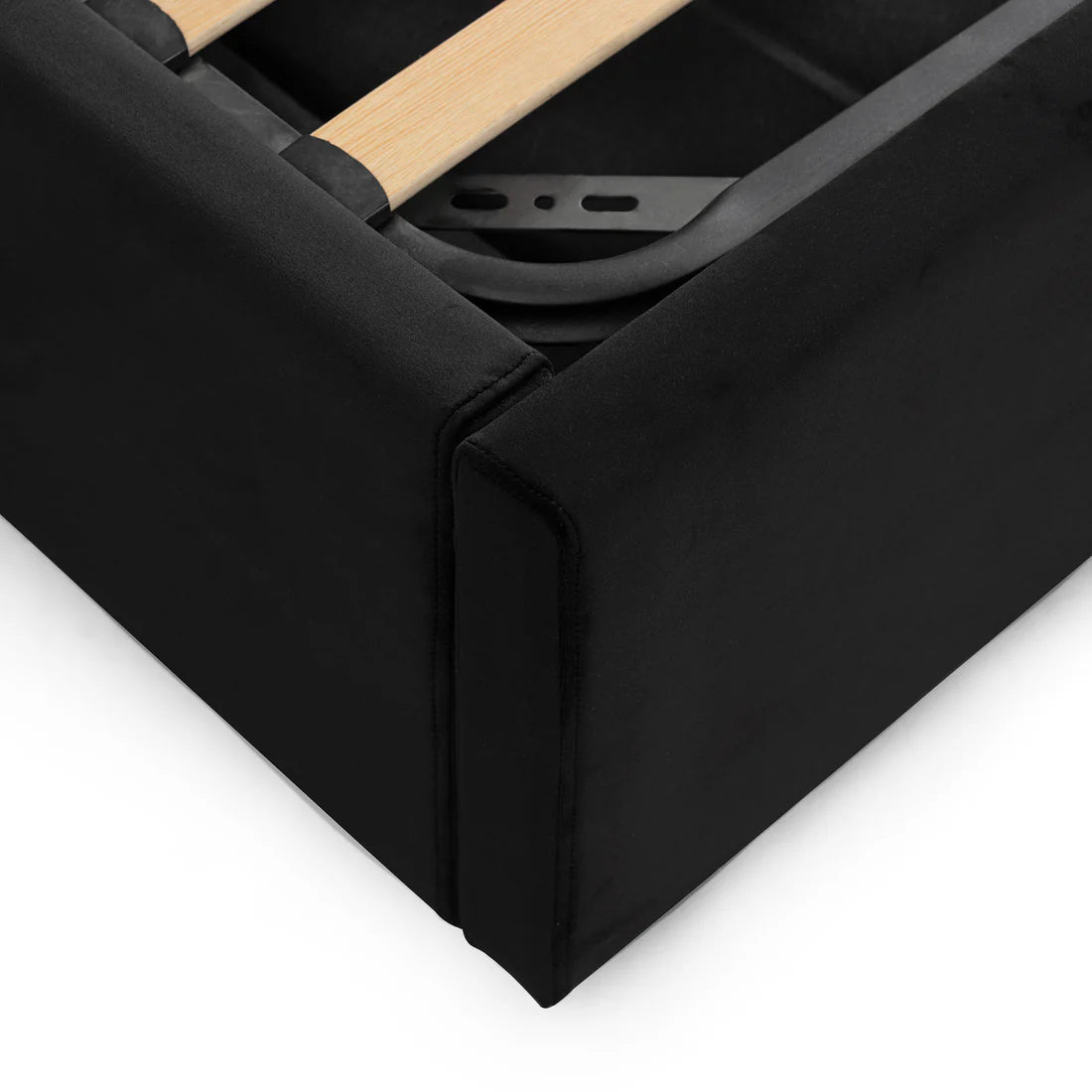 Vega Black Velvet King Bed Frame with Storage