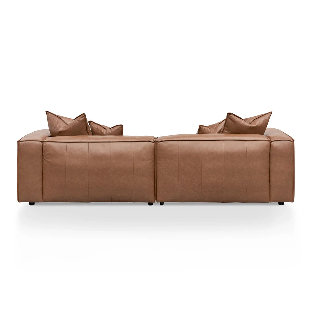 Carmel 4 Seater Sofa with Cushion and Pillow - Caramel Brown