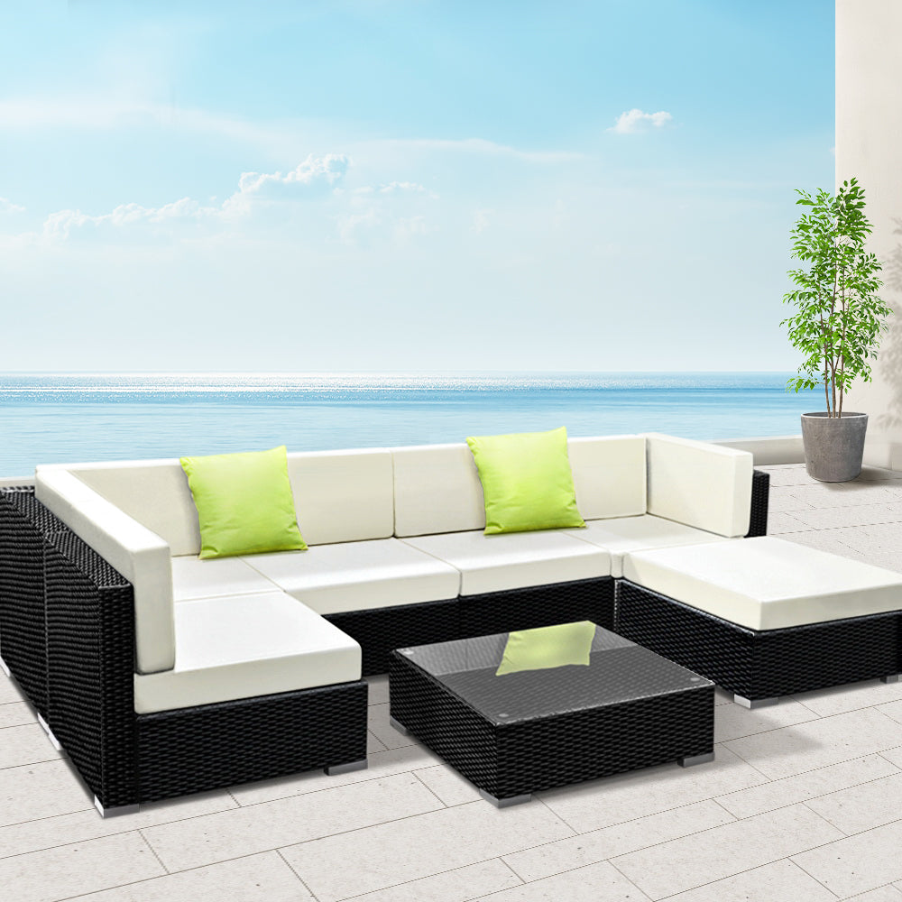 7 Piece Outdoor Furniture Set Wicker Sofa Lounge