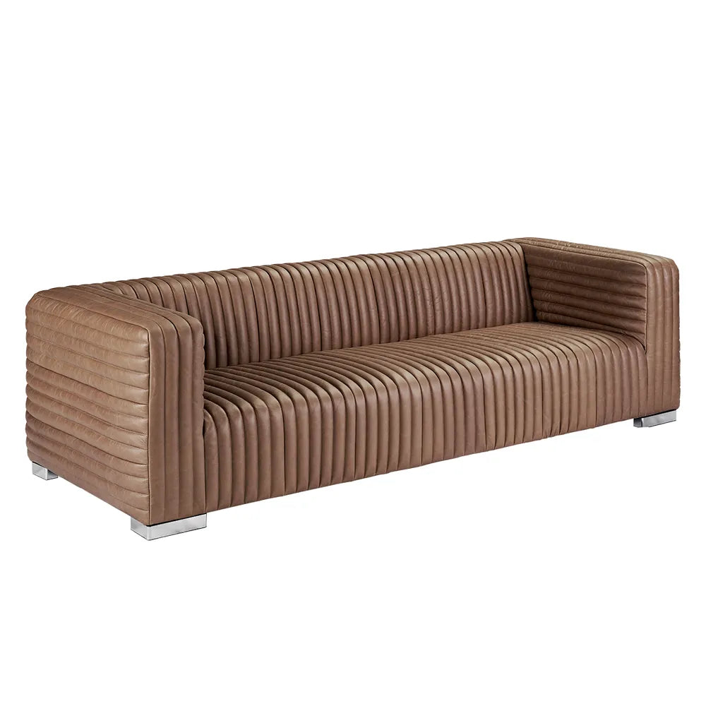 Dark Brown Leather 3 Seater Sofa 