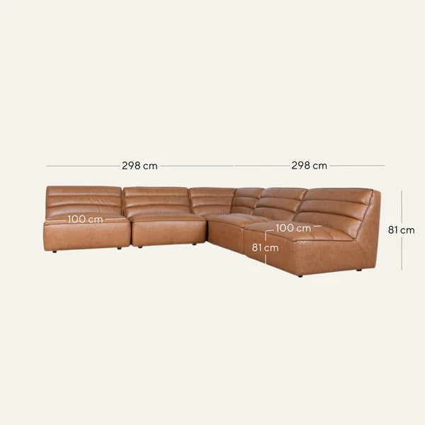 The Beaumont Modular Leather Corner Sofa - Amber Brown