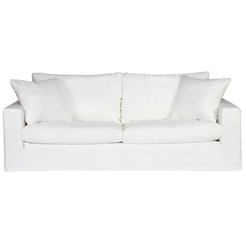 Bungalow 3 Seater Slip Cover Sofa -  White Cotton
