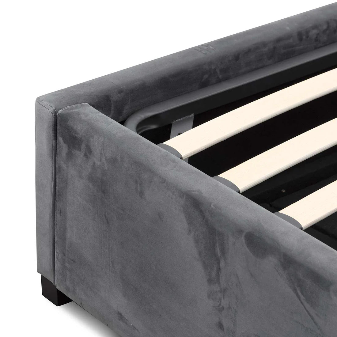 Vega Charcoal Velvet King Bed Frame with Storage