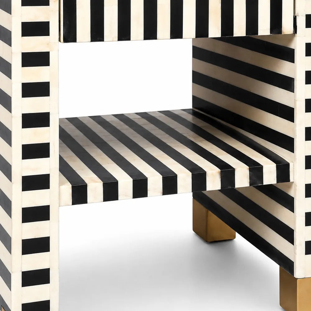 Makayla black and white bedside table