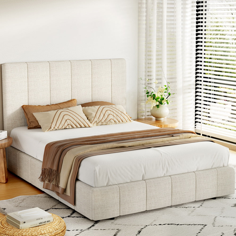Modern Beige Bed Frame Double Size 