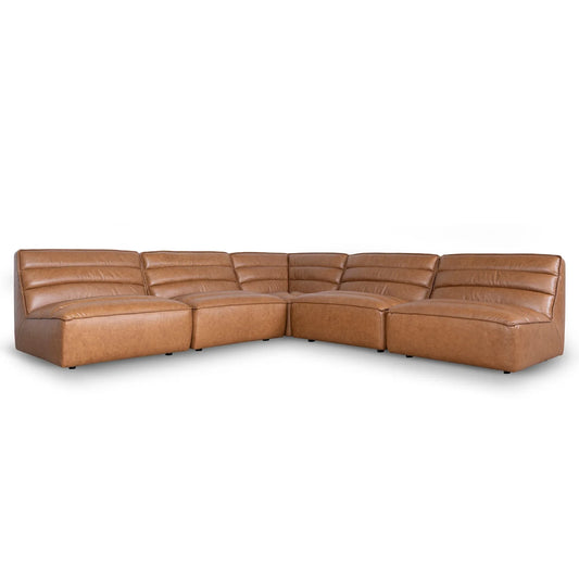 The Beaumont Modular Leather Corner Sofa - Amber Brown
