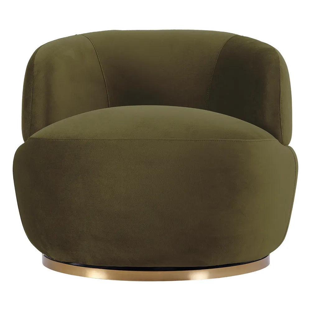 Tubby Swivel Arm Chair - Olive Velvet