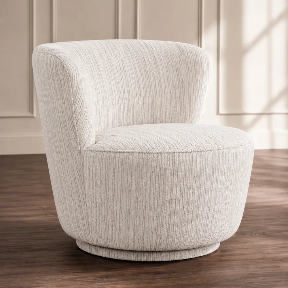Alberta Swivel Chair - Ivory Jacquard