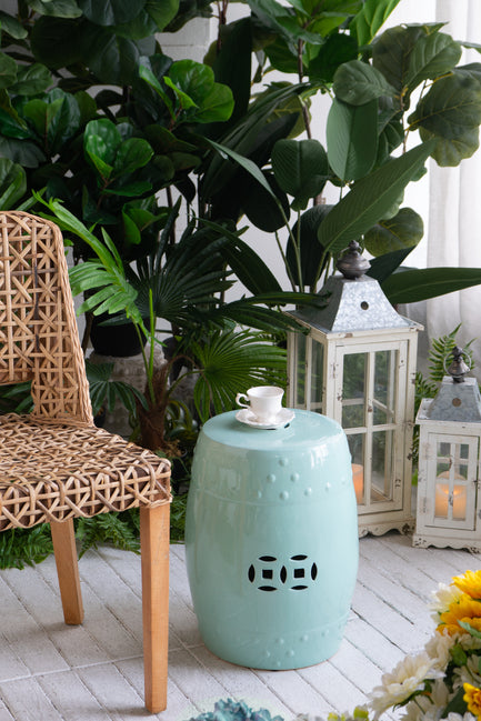 Aqua Ceramic Cut Out Stool