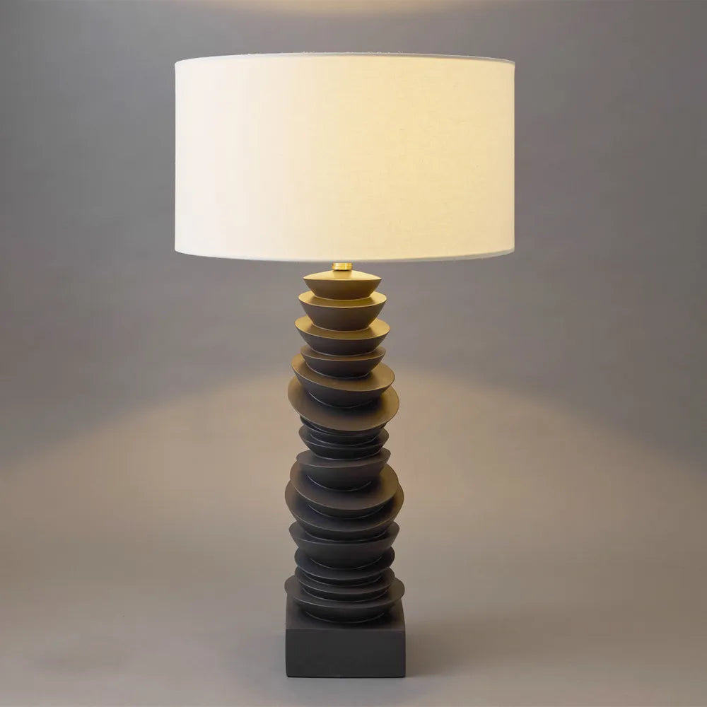 Mendoza Table Lamp - Grey with White Shade