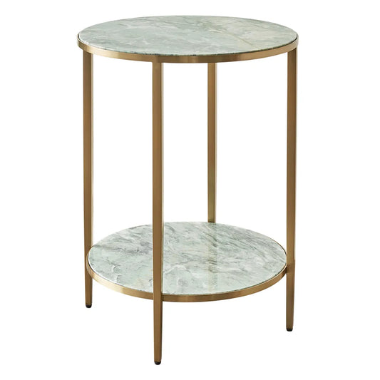 Chloe Dusty Jade Marble Side Table - Gold