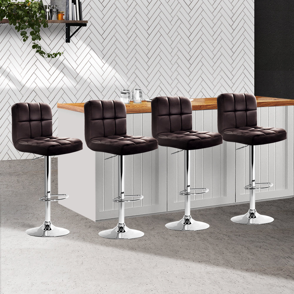 Set of 4 Crosby Leather Bar Stools