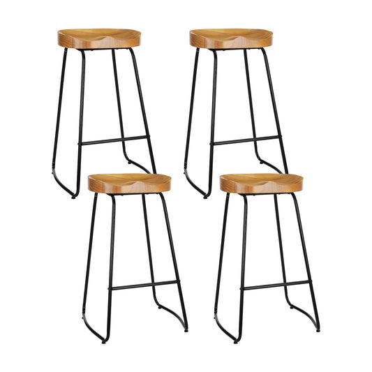 Set of 4 Edna Wooden Bar Stools
