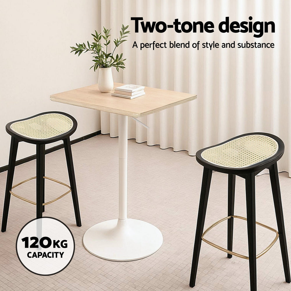 Rattan Bar Stools Set of 2 – Black