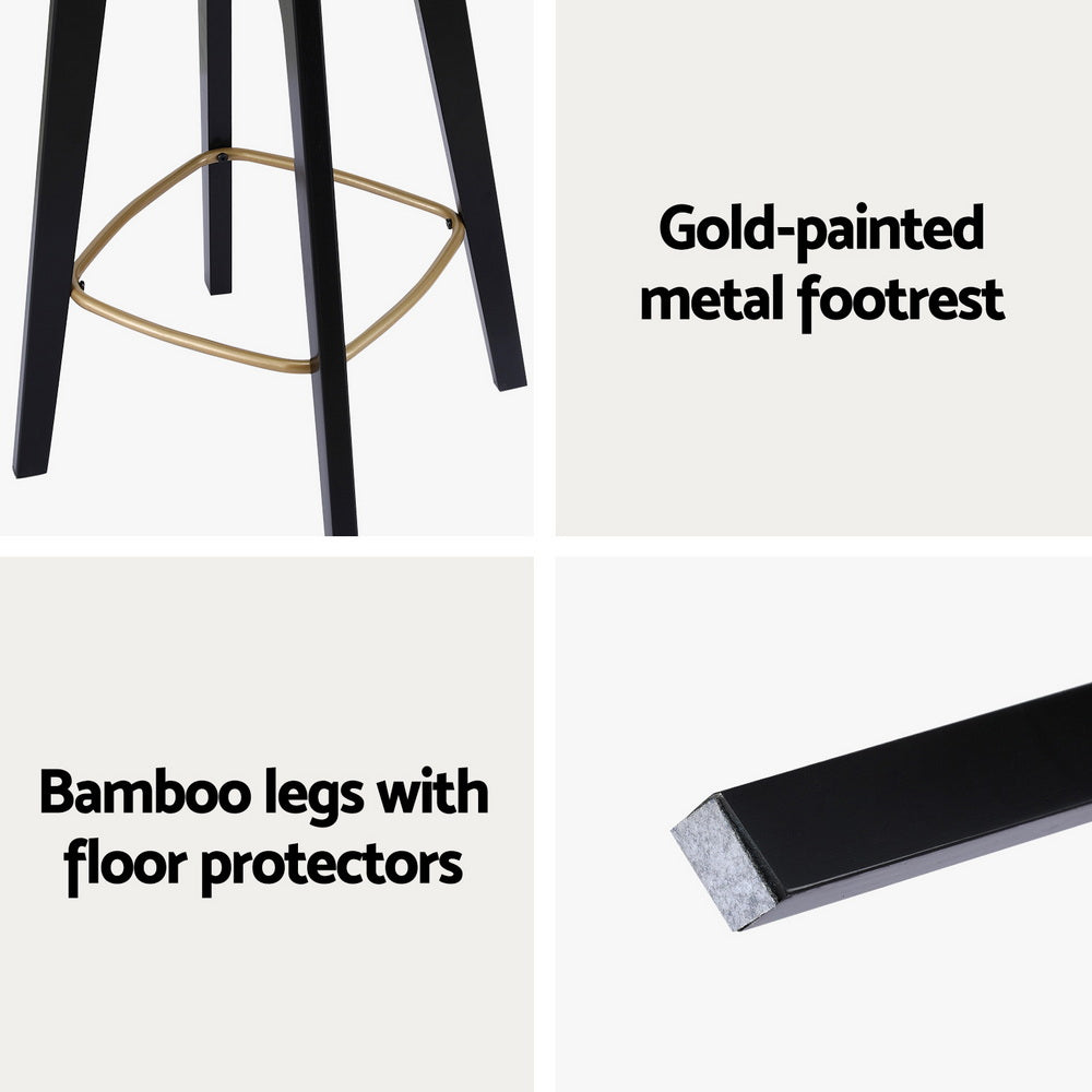 Rattan Bar Stools Set of 2 – Black