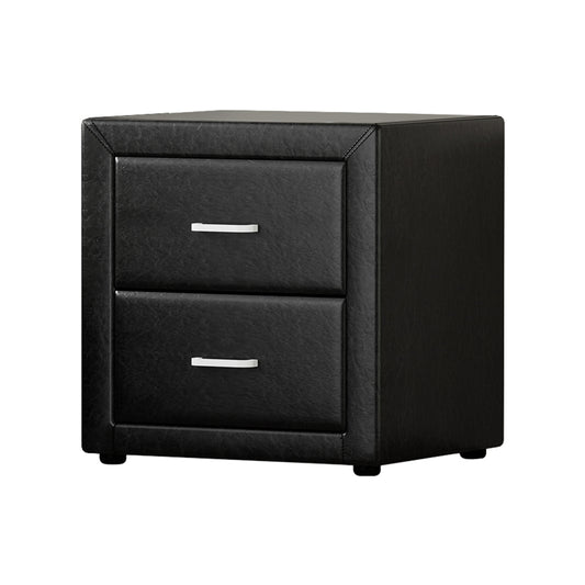 Ronald Black Leather Bedside Table