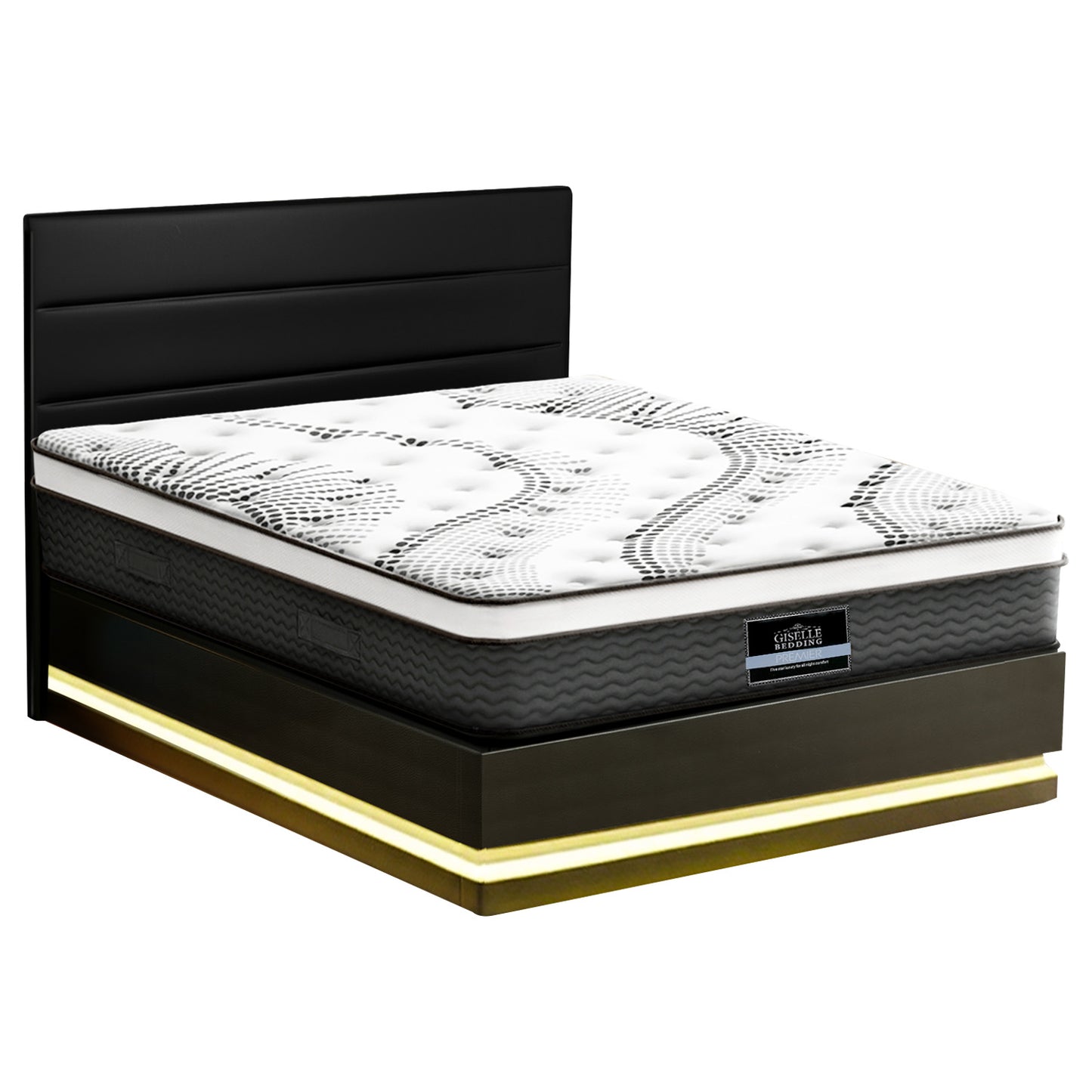 RGB LED Queen Bed Frame with 32cm Giselle Mattress Set