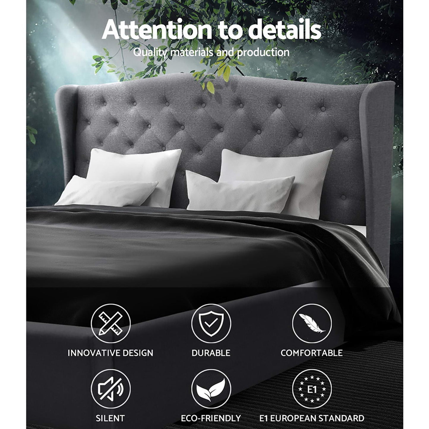 Pier Bed Frame Queen Size - Grey