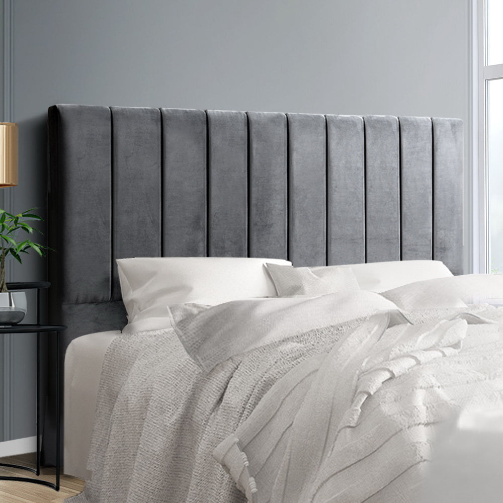 Grey Bed Head Queen Size Velvet