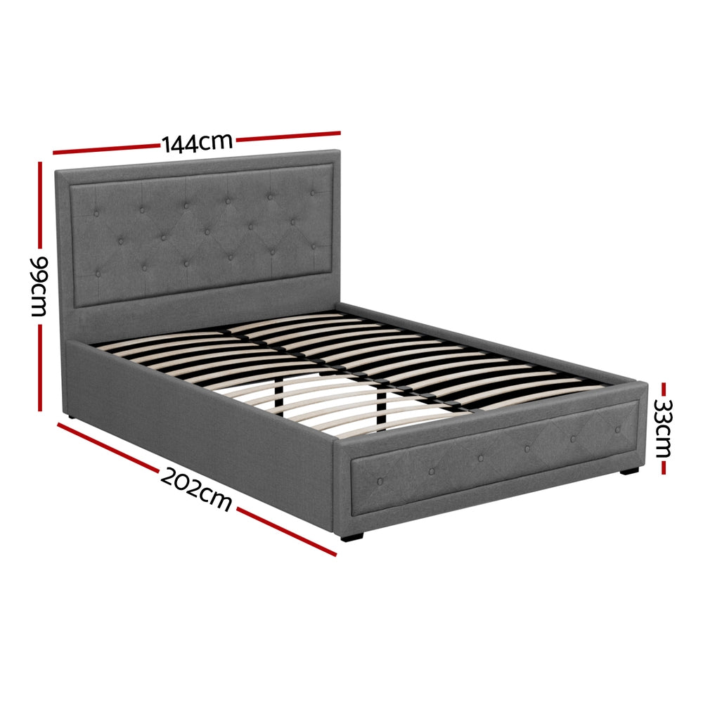Tiyo Bed Frame Double Size Gas Lift - Grey