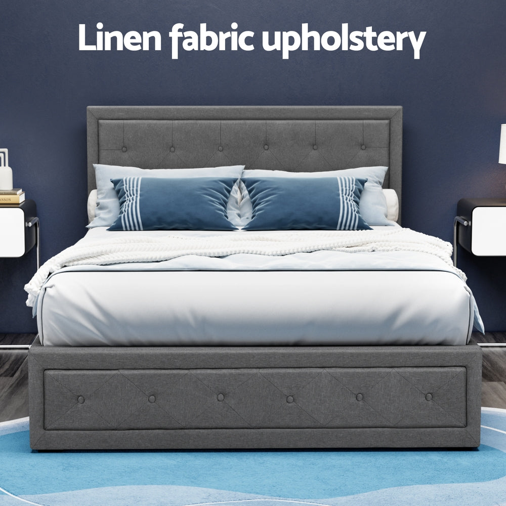 Tiyo Bed Frame Double Size Gas Lift - Grey