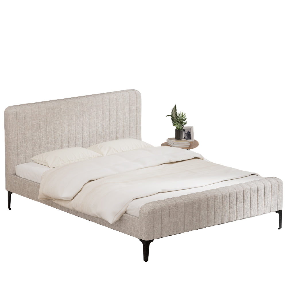 Ammy Bed Frame Queen Size - Beige