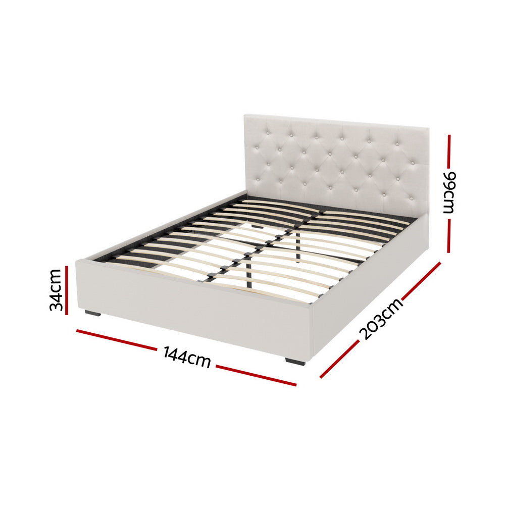 Vila Bed Frame Double Size Gas Lift - Beige