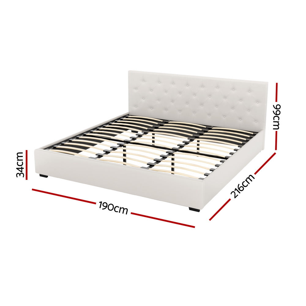 Vila Bed Frame King Size Gas Lift - Beige