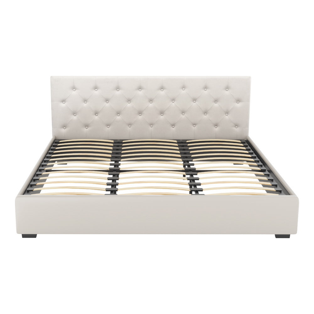 Vila Bed Frame King Size Gas Lift - Beige