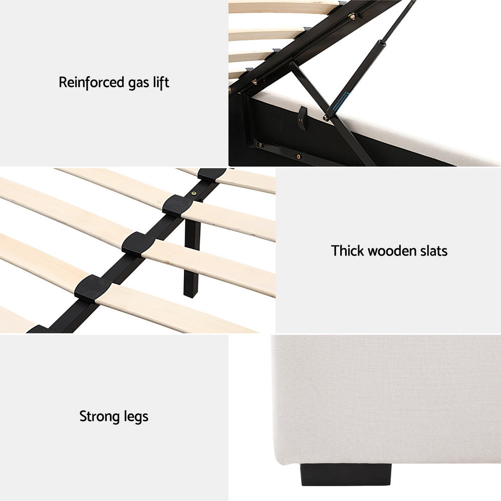 Vila Bed Frame King Size Gas Lift - Beige