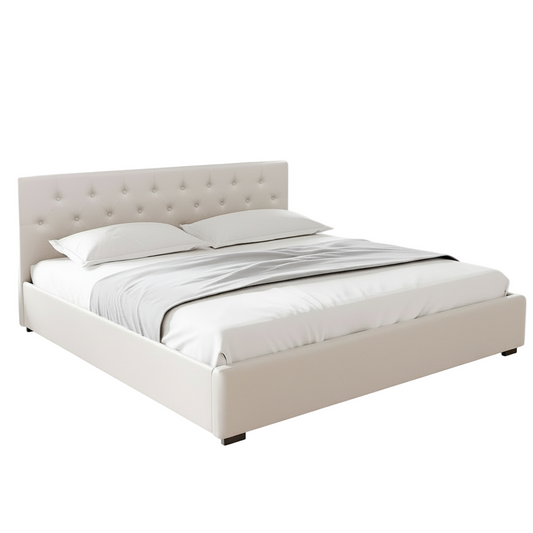 Vila Bed Frame King Size Gas Lift - Beige