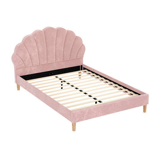 Amelia Double Size Pink Velvet Bed Frame