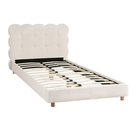 Cloud King Single Bed with Boucle Headboard – White