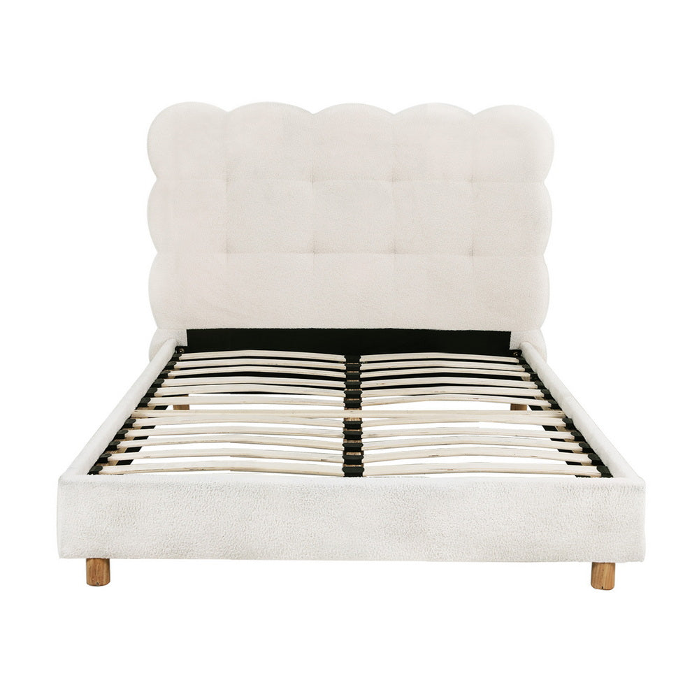Cloud King Single Bed with Boucle Headboard – White