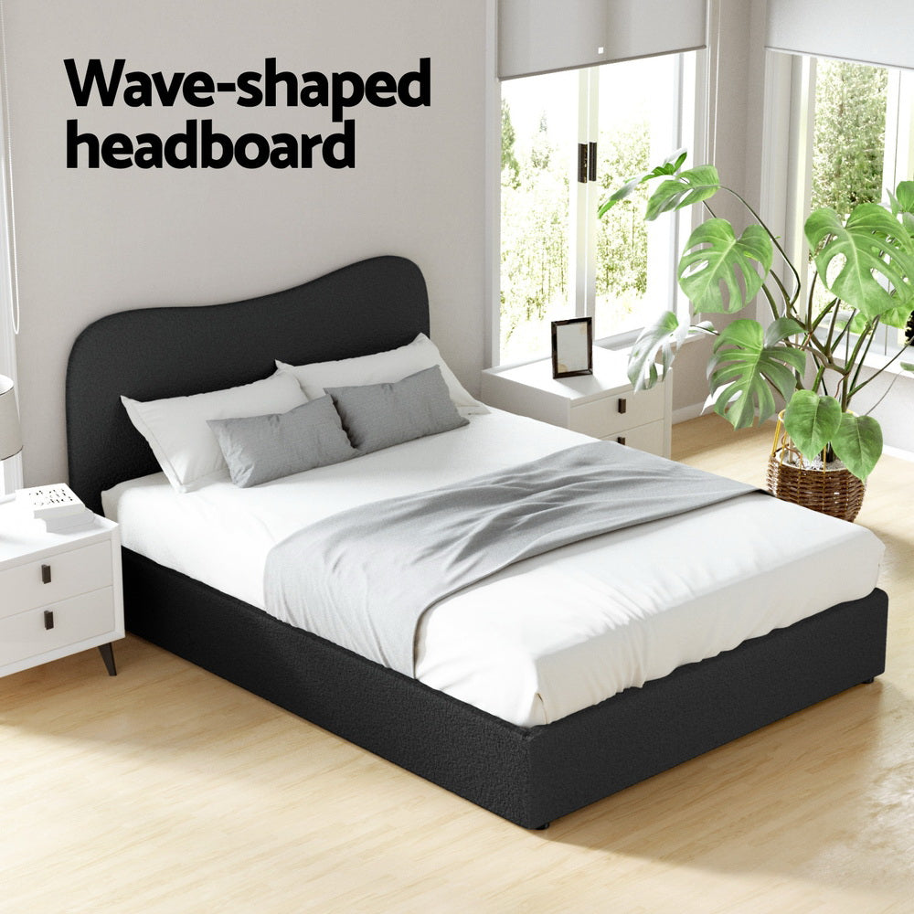 Dara Bed Frame Double Size Boucle - Black